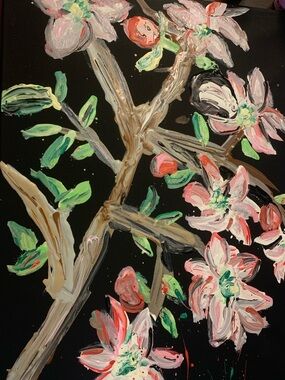 Pink Floral Branch Canvas Art by Me